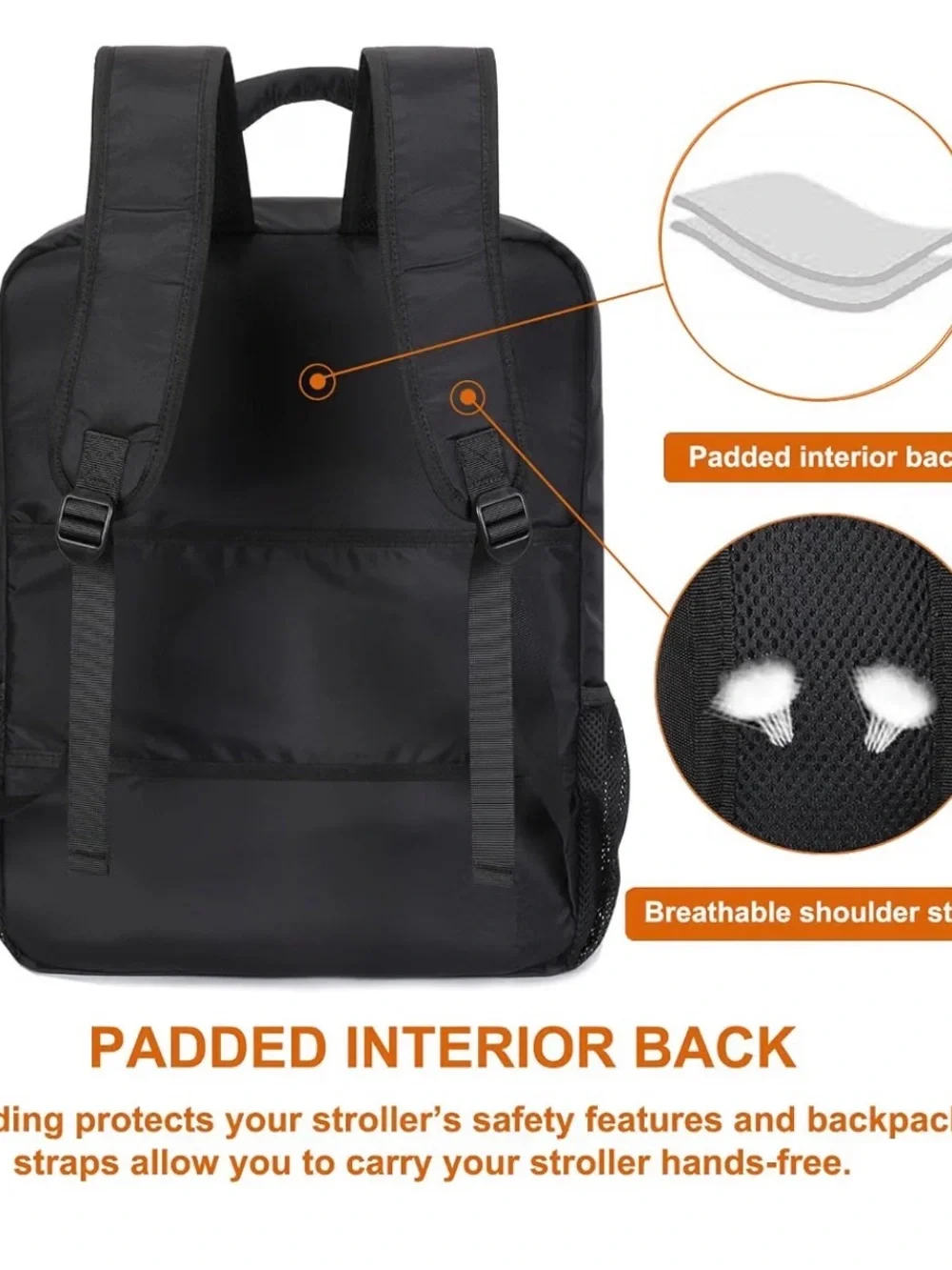 Men's Black Travel Stroller Backpack